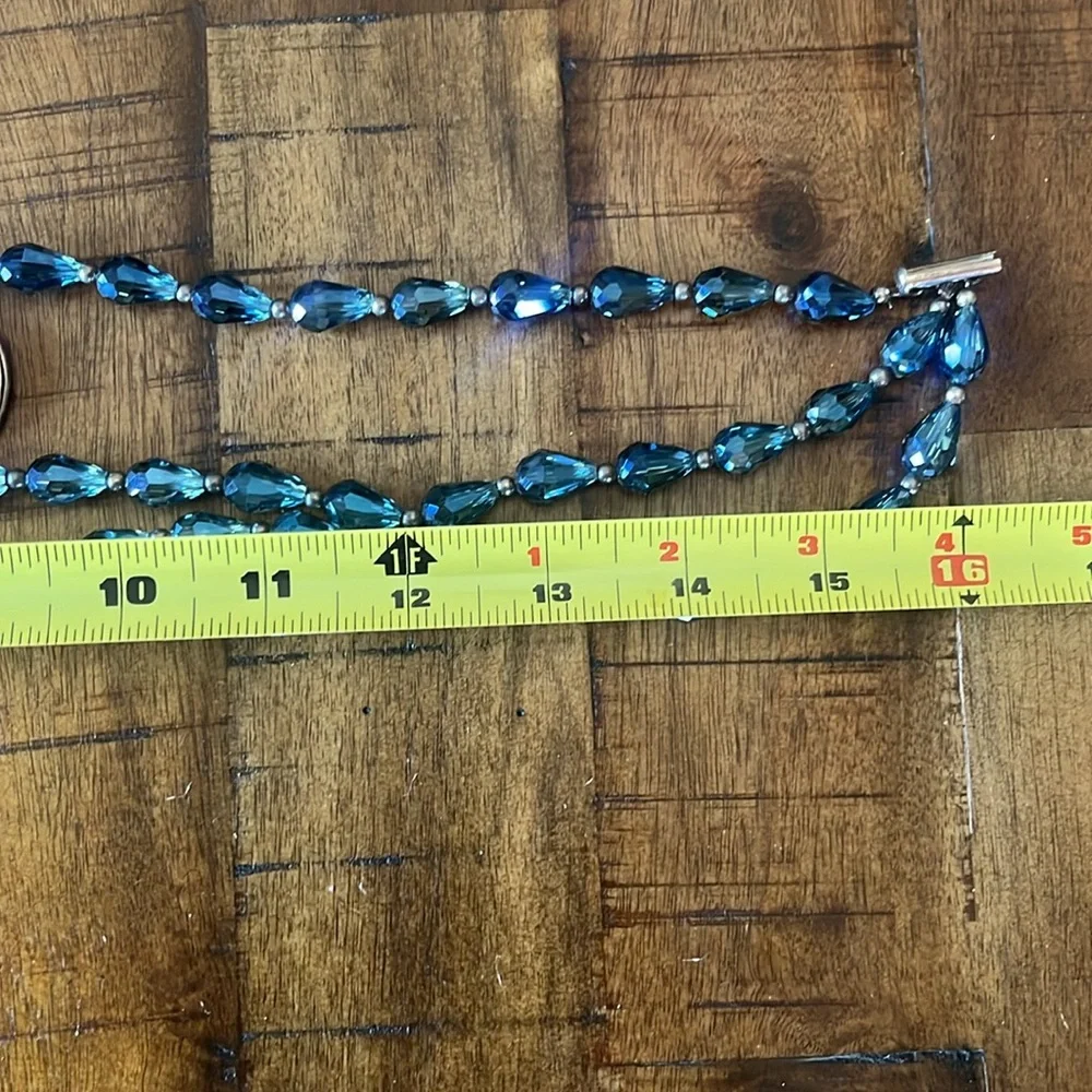 MOONSTONE and CRYSTAL Blue Beaded Necklace WITH STERLING SILVER. - Picture 7 of 10